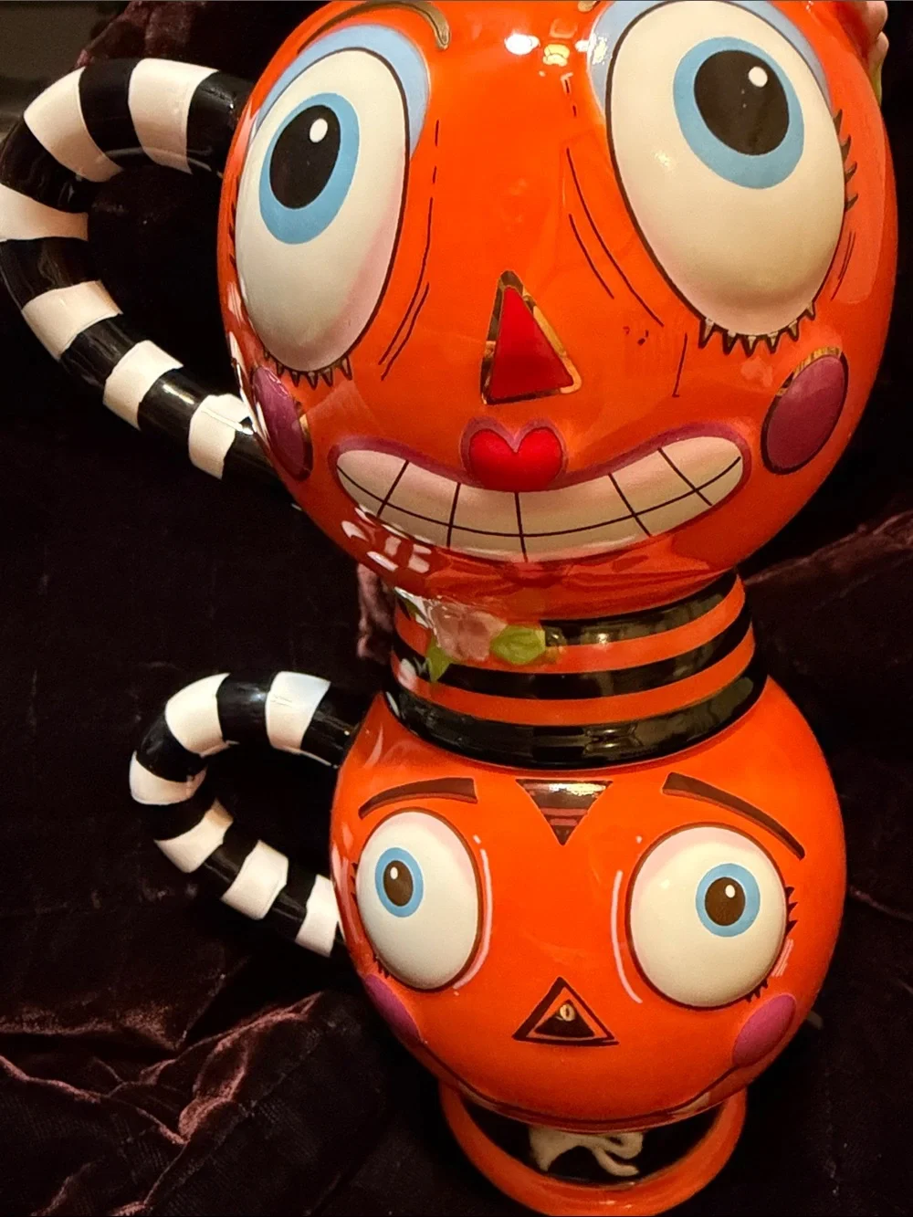 Playful Orange Ceramic Character Vases – Set of 2